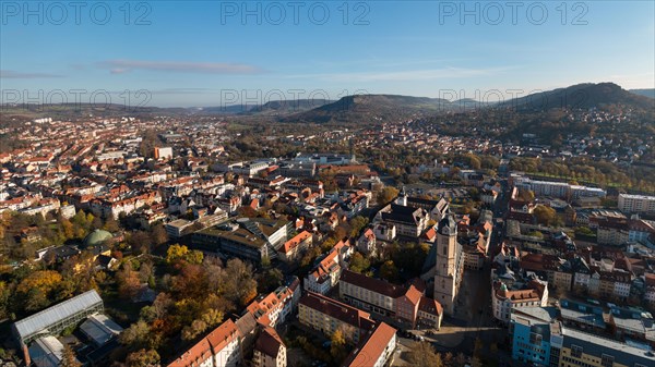 View from Jentower on old town of Jena with church St Michael