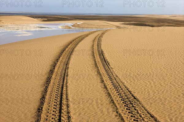 Wheel tracks in the desert near Walvis Bay