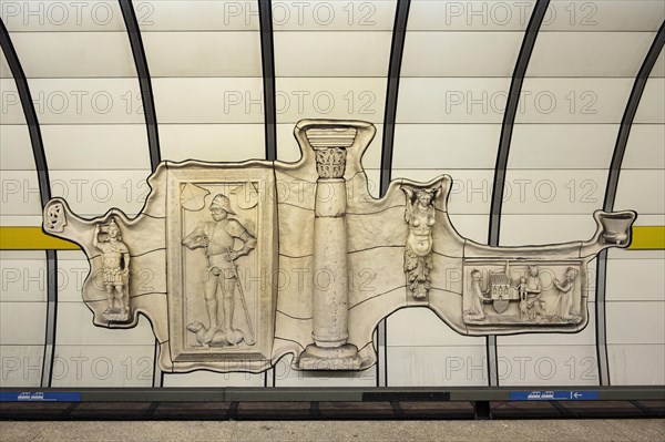 Lehel underground station with medieval relief