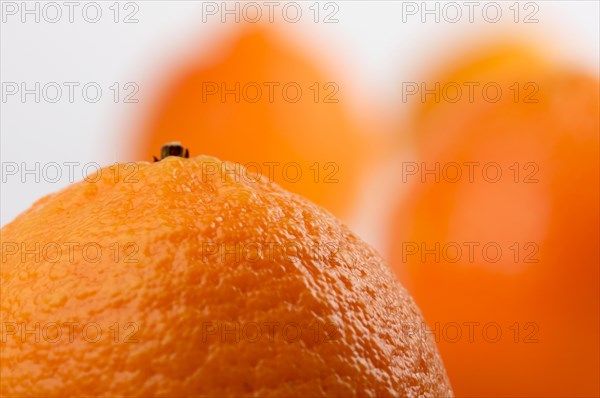 Clementine oranges on a white background