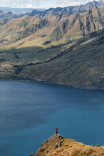 Guy on a mountain at Lake Hawea