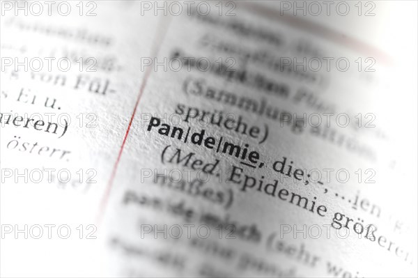 Entry of the term pandemic in the German Duden for spelling