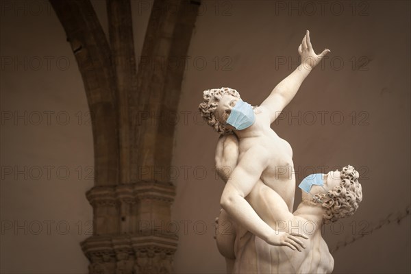 The kidnapping of the sabine women statue by giambologna