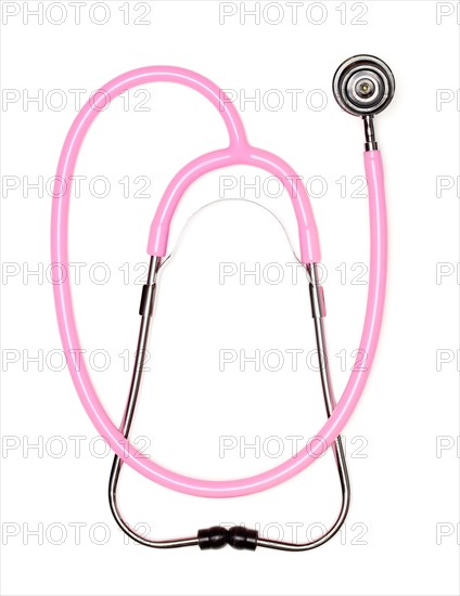 Pink pediatric stethoscope isolated on a white background