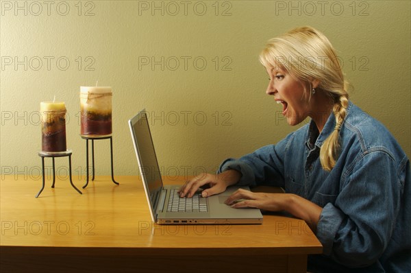 I've used this woman using laptop series combined with various elements coming through the screen. by request