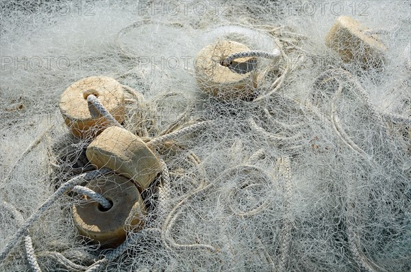 White fishing net with net floats