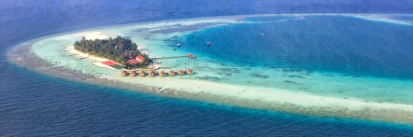 Maldives Island Vacation Paradise Sea Panorama Maayafushi Resort Ari Atoll Aerial Photo Tourism in Maldives