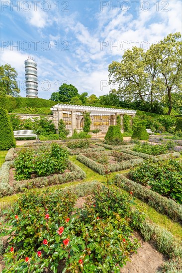 Rose garden and shell grotto