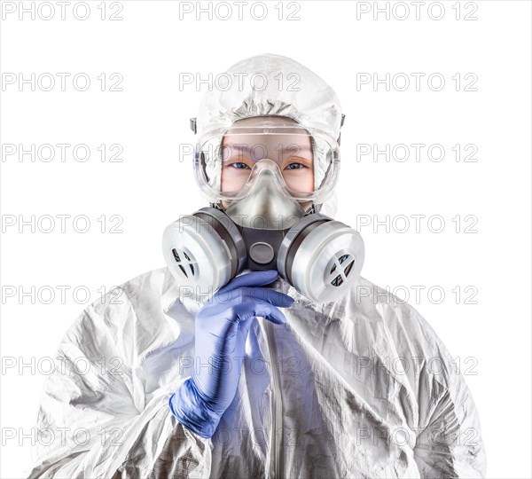 Chinese woman wearing hazmat suit