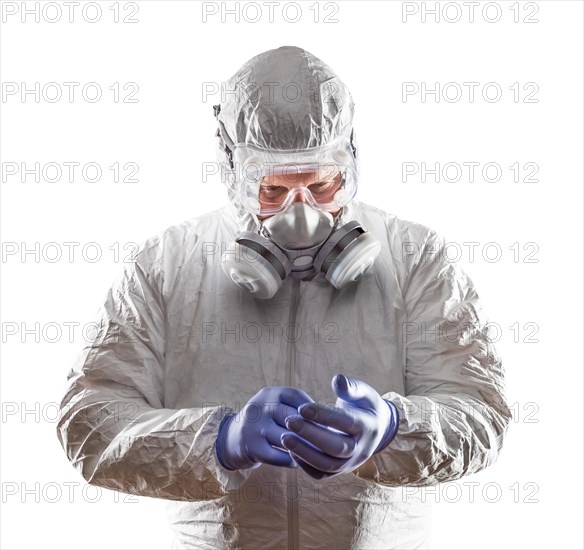 Man wearing hazmat suit