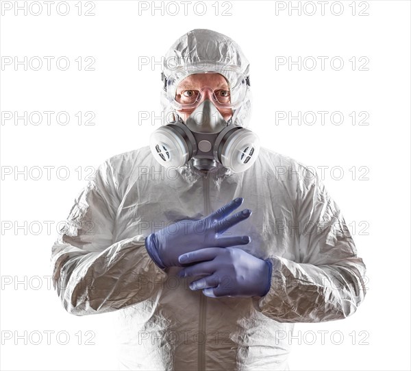 Man wearing hazmat suit