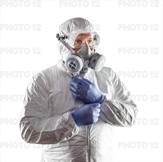Man wearing hazmat suit