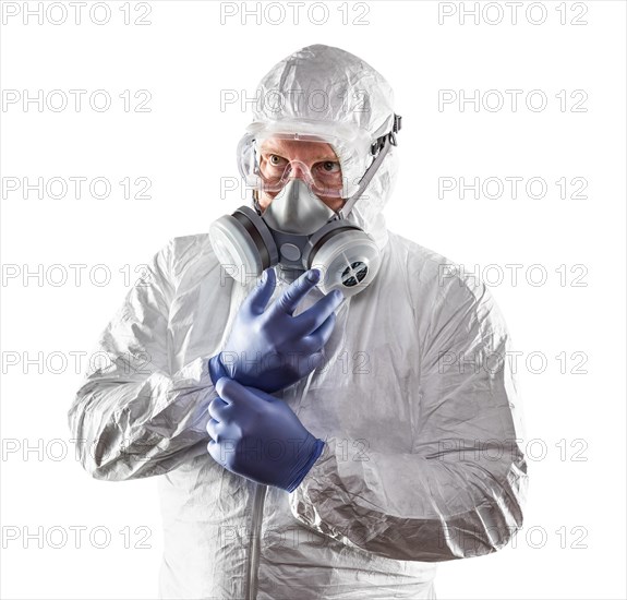 Man wearing hazmat suit