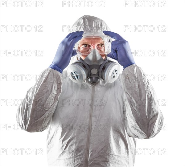 Man wearing hazmat suit