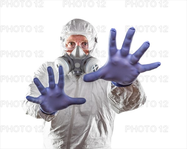 Man wearing hazmat suit