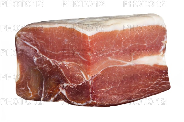 Serrano ham against white background