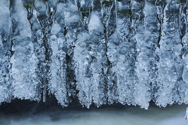 Icicles on the bank of the torrent Hoellbach