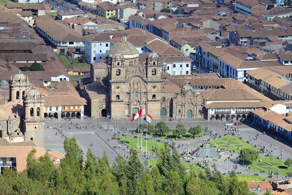View of the old town with Plaza de Armas and cathedral