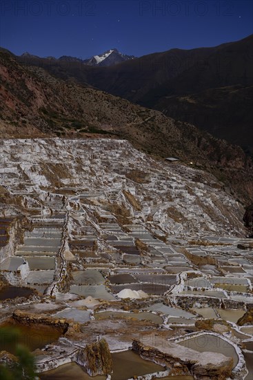 Terraces for salt extraction at night