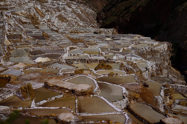 Terraces for salt extraction at night