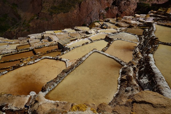 Terraces for salt extraction at night