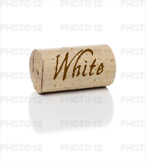 White branded wine cork isolated on a white background