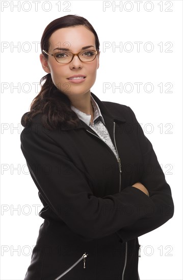 mixed-race businesswoman isolated on white background
