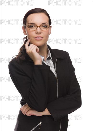 Young mixed-race businesswoman isolated on white background