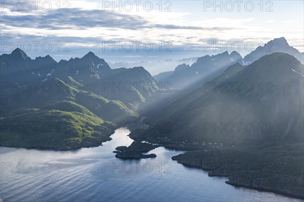 Fjord Raftsund and mountains