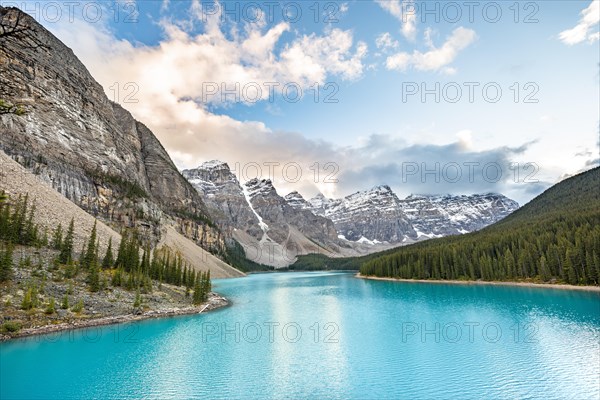 Clouds hanging between mountain peaks