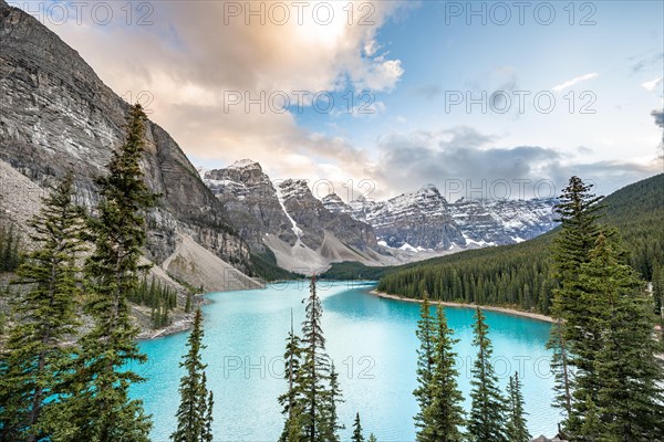 Clouds hanging between mountain peaks