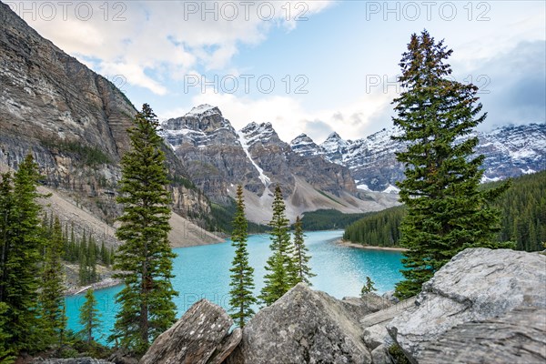 Clouds hanging between mountain peaks