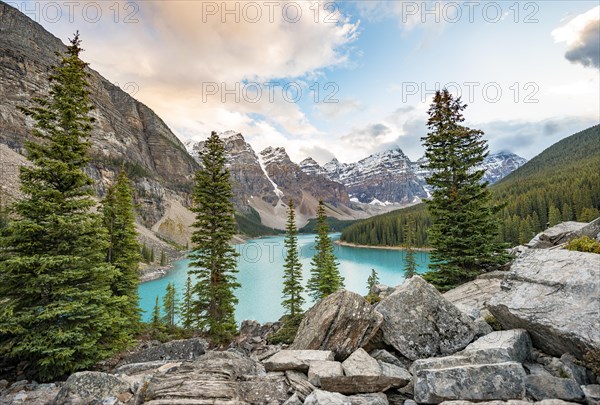 Clouds hanging between mountain peaks