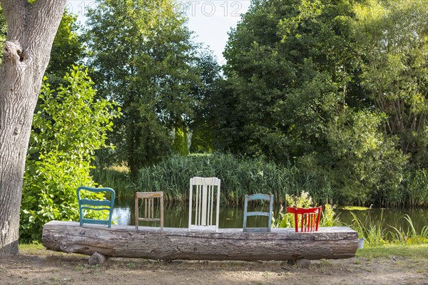 Creative bench with different chair backs