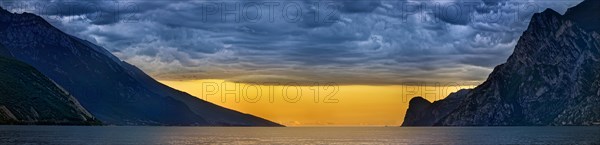 Lake Garda north shore at sunset