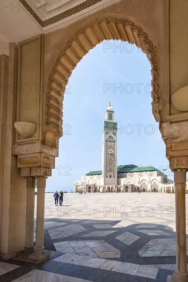 View through archway to Hassan II Mosque