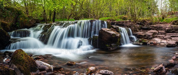 Panorama of Pont Cwm y Fedwen Waterfall