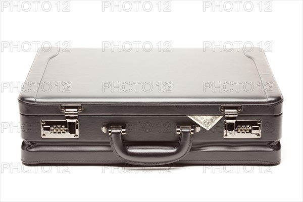 Large black briefcase & dollar corner exposed isolated on a white background