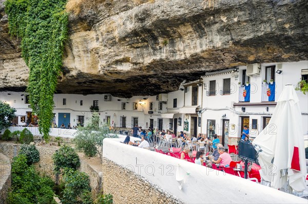 White washed houses built under the rock in Setenil de las Bodegas