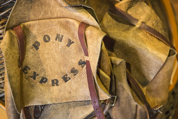 Vintage leather pony express saddle bags abstract