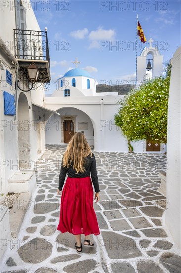 Tourist with red dress