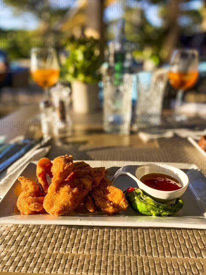 Fried chicken wings with sweet and sour sauce