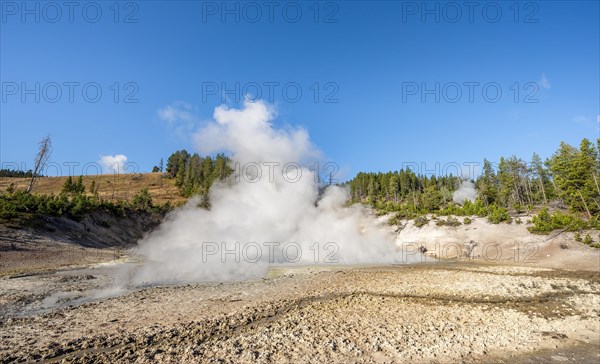 Steaming hot spring