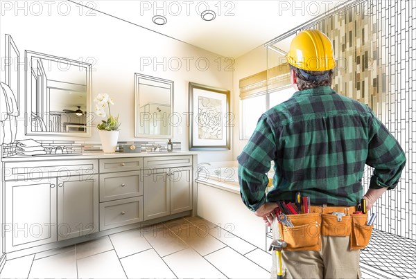 Contractor facing custom master bathroom drawing and photo gradation