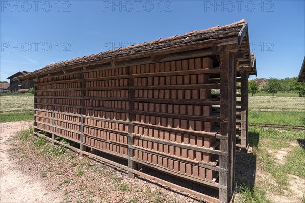 Drying racks of the finished bricks