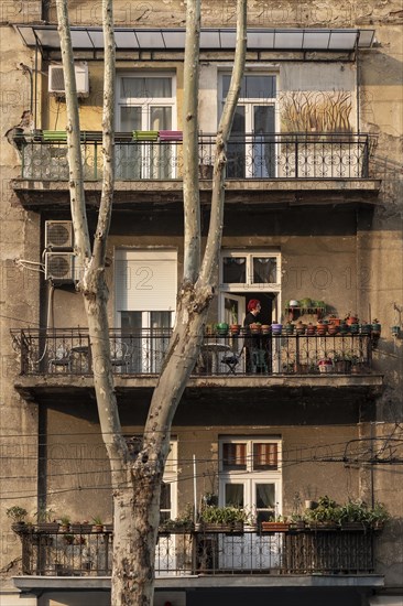 Balconies of a dilapidated apartment building