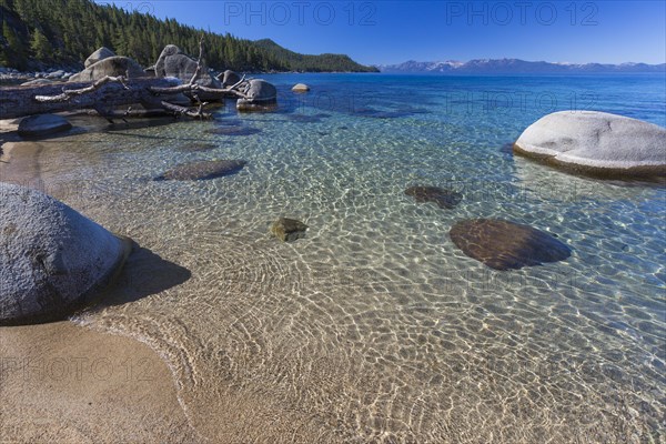 Beautiful clear water shoreline of lake tahoe