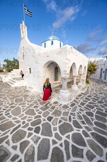 Tourist with red dress