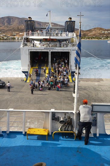 Ferryman looks at other ferry