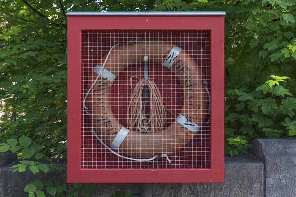 Lifebelt at a bridge at the river Isar